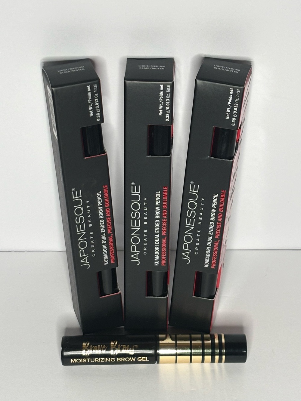 4-Piece Brow Bundle: 3x Brow Pencil (light/medium) & 1x Brow Gel (clear)